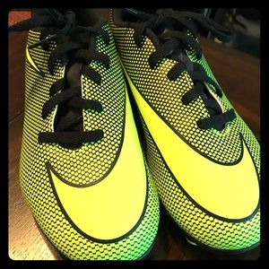 Kids youth soccer cleats and shin guards